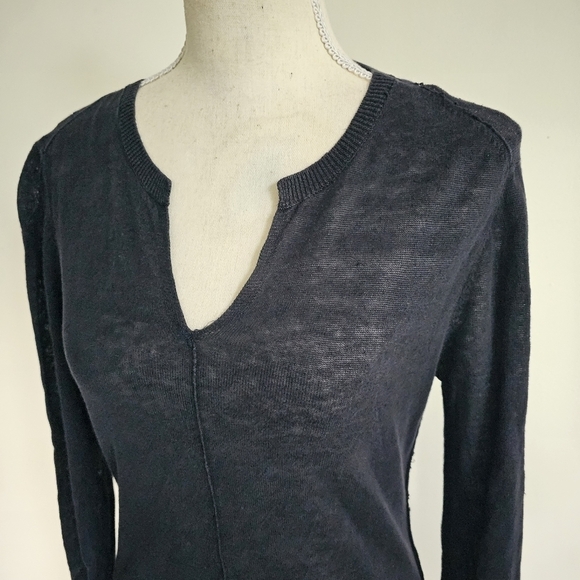 Gerard Darel Black Linen Reverse Seam Top - Picture 4 of 12
